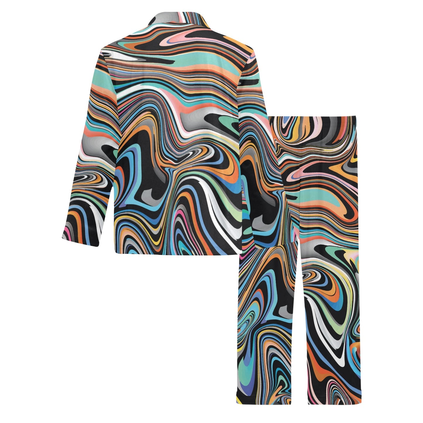 Liquid Pattern Print Design 02 Men's Long Pajama Set