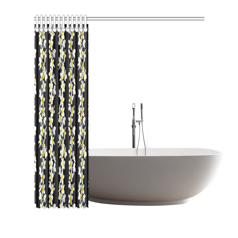 White Plumeria Pattern Print Design PM08 Shower Curtain