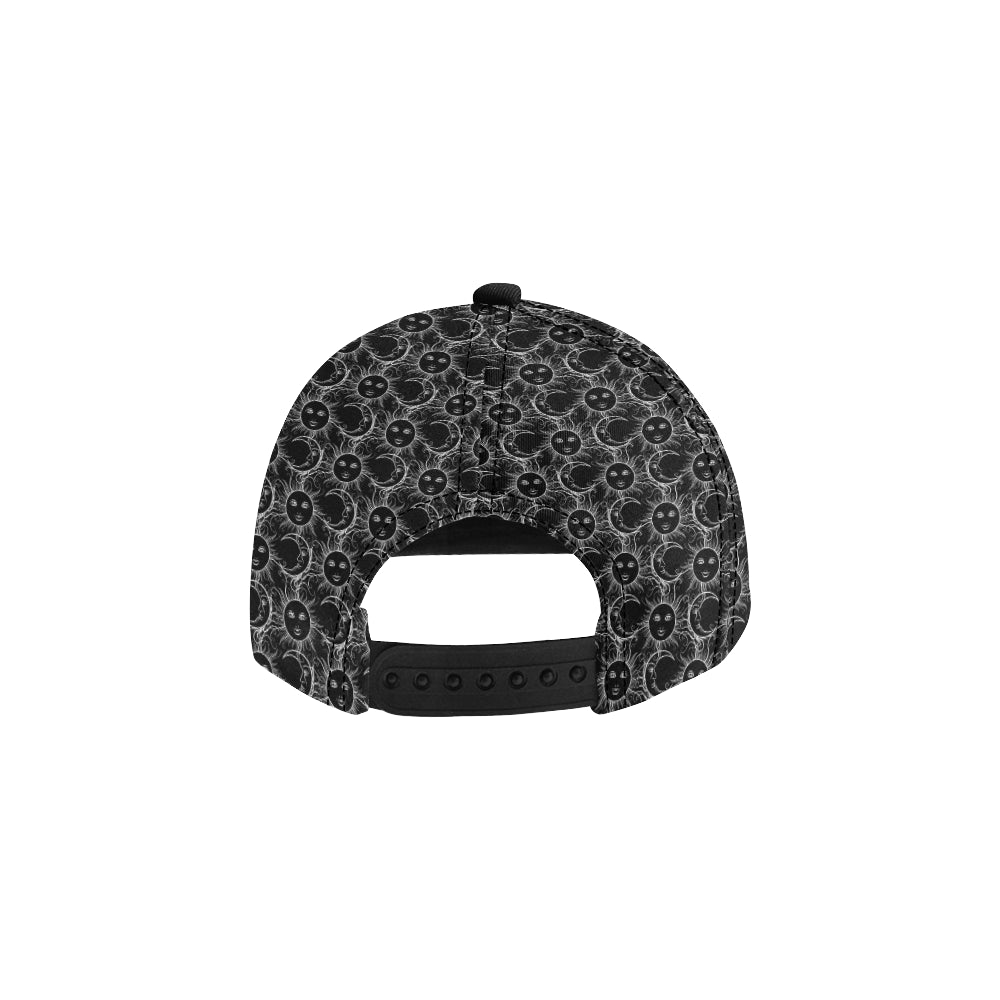 Sun Moon White Design Themed Print Snapback Cap