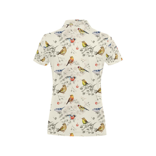 Bird Watercolor Design Pattern Women's Polo Shirt
