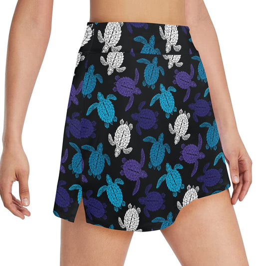 Sea Turtle Print Design LKS306 17" Golf & Pickleball Skort with Pockets