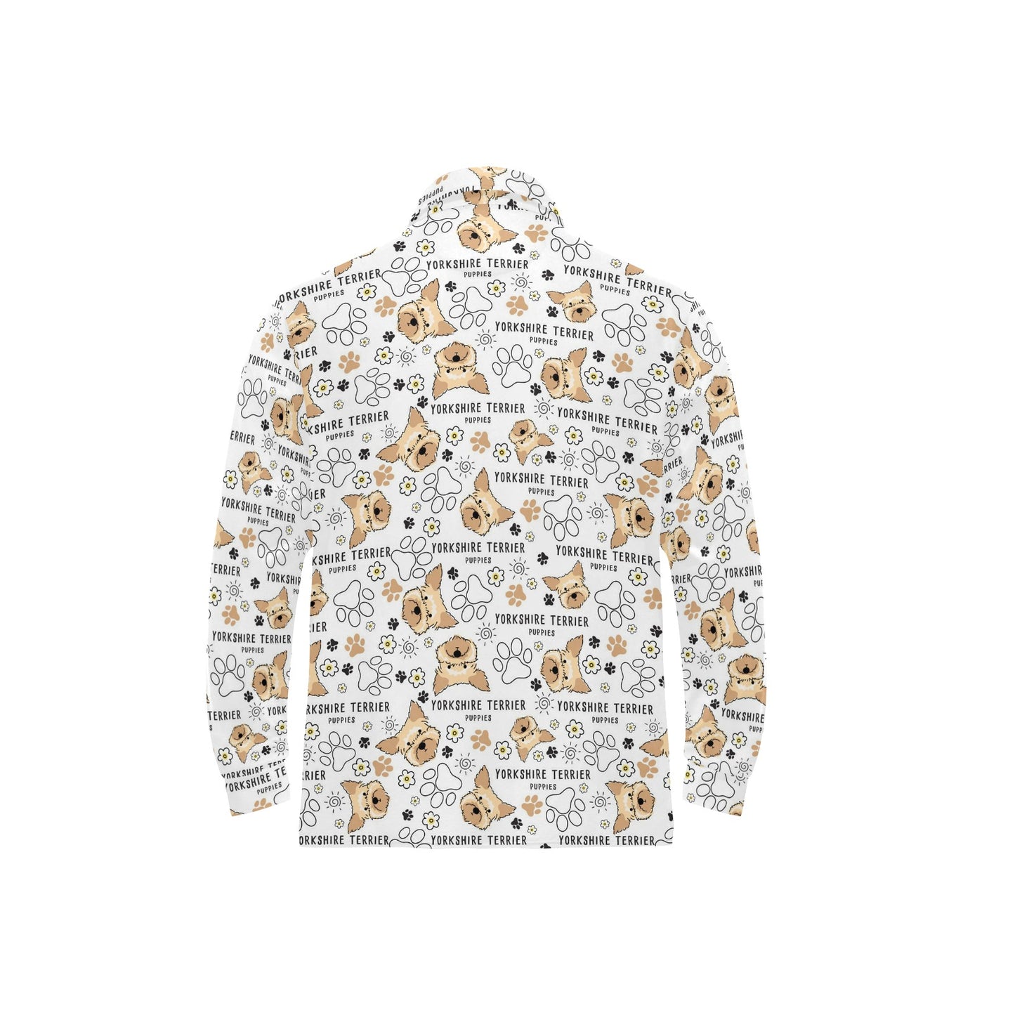 Yorkshire Terriers Print Design LKS308 Long Sleeve Polo Shirt For Men's