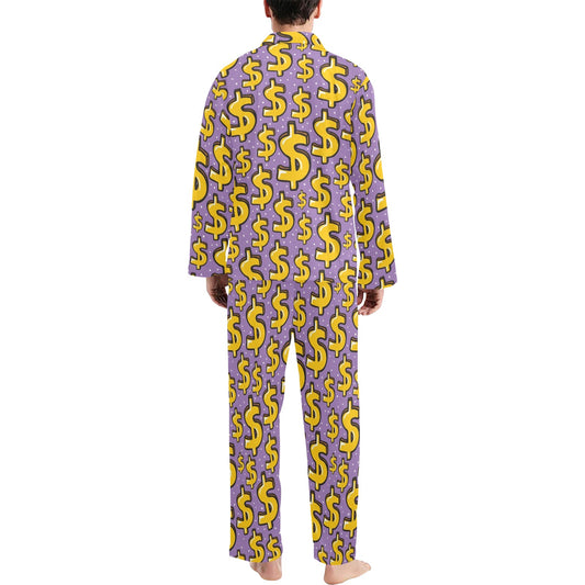 Dollar Pattern Print Design DO01 Men's Long Pajama Set