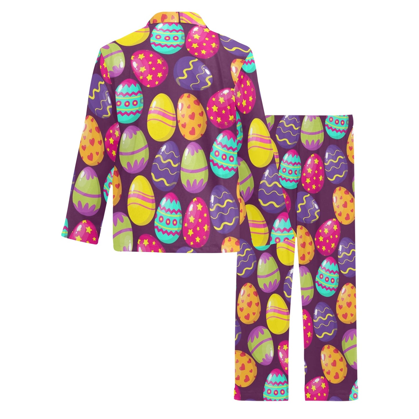 Easter Eggs Pattern Print Design RB04 Men's Long Pajama Set