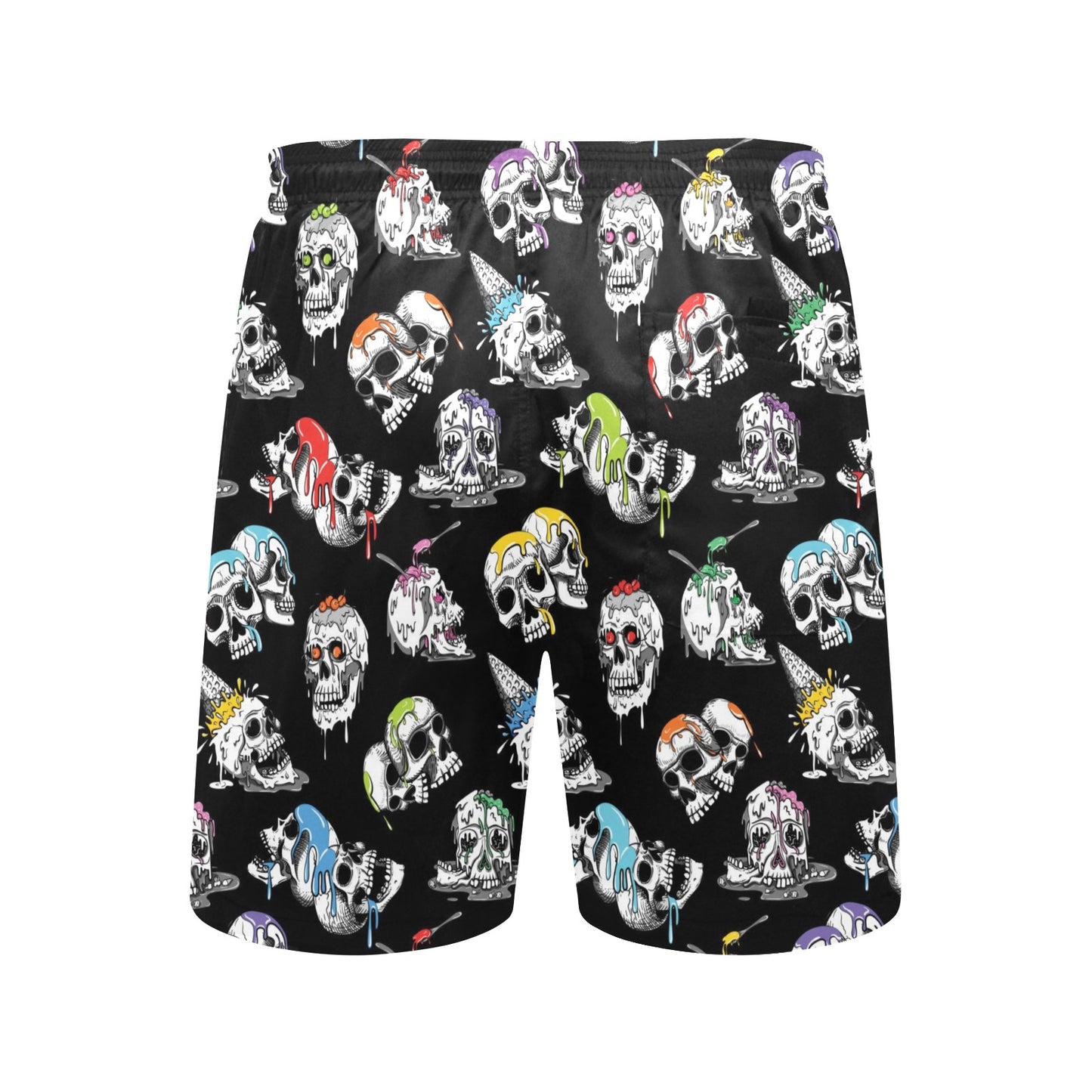 Skull Print Design LKS3013 Men's Swim Trunks Beach Shorts