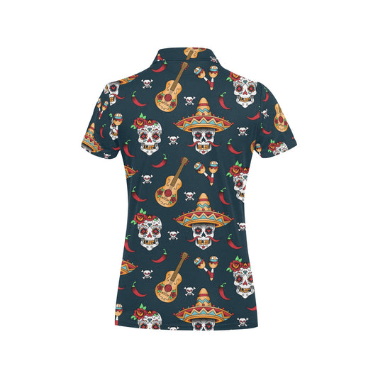 sugar skull Mexican Women's Polo Shirt