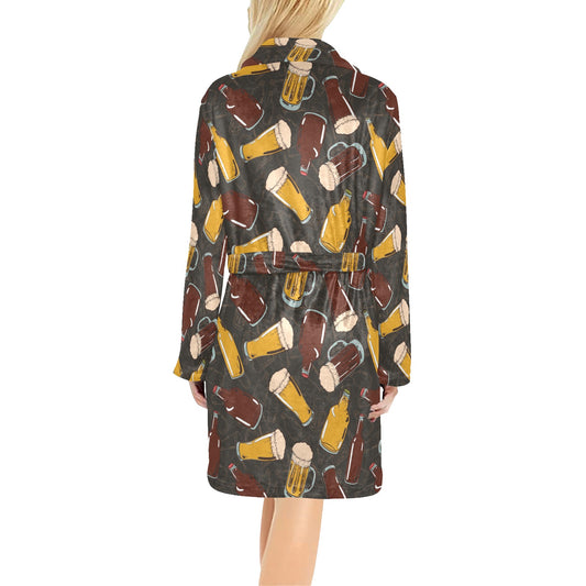 Beer Pattern Print Design 03 Women's Fleece Robe