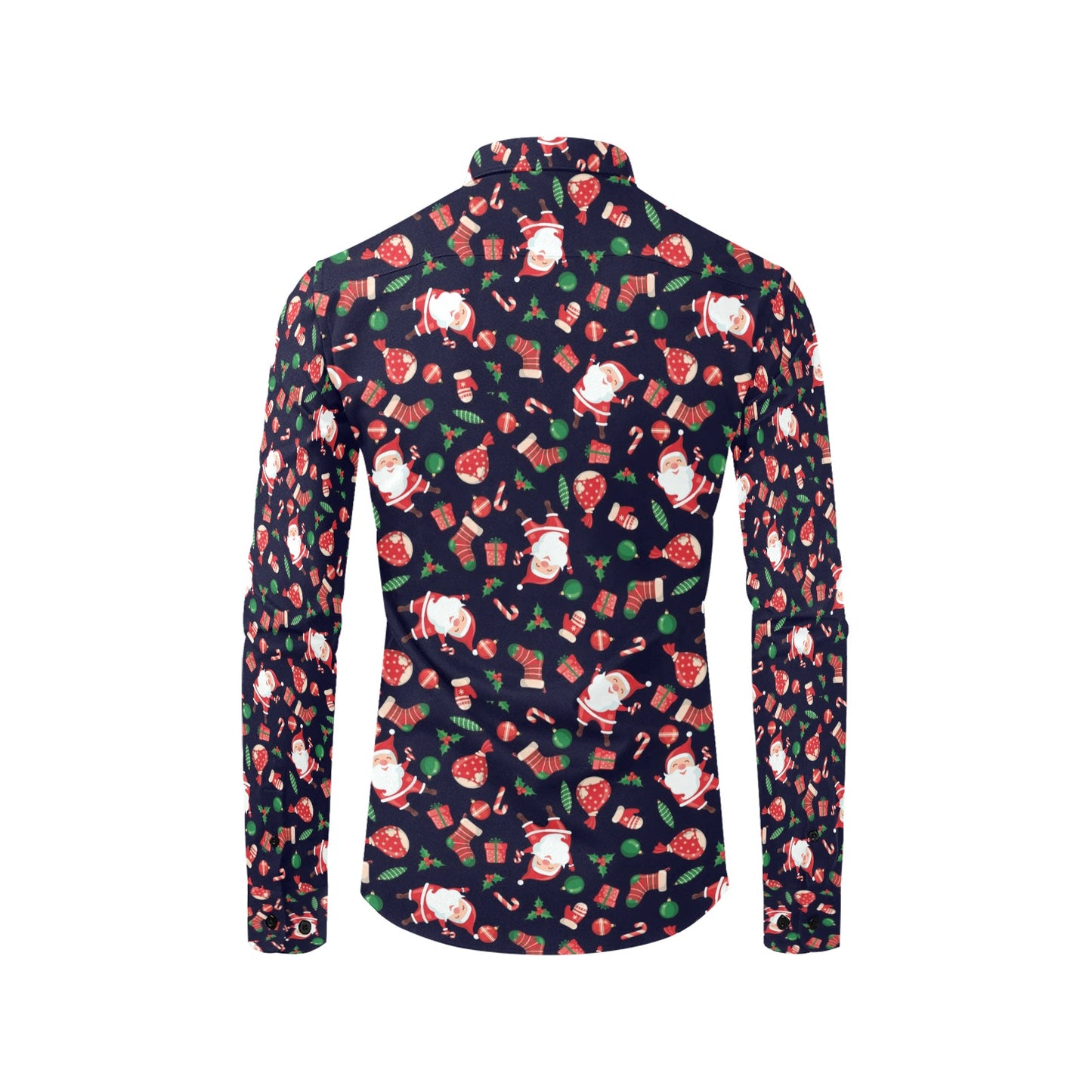 Santa Christmas Themed Print Design LKS304 Men's Long Sleeve Dress Shirt