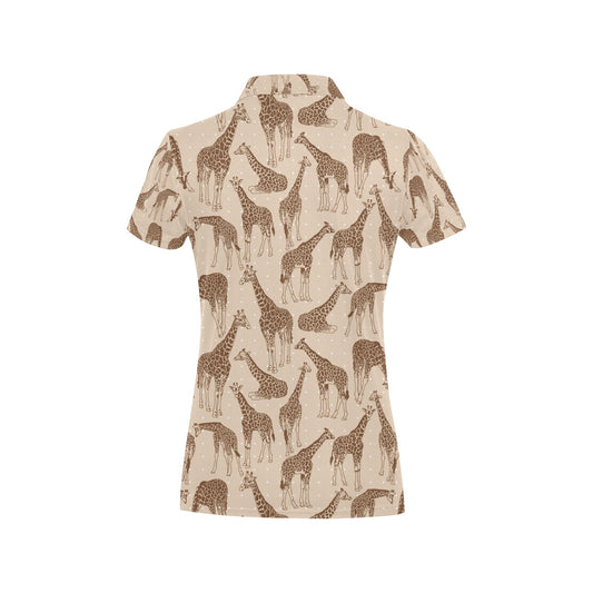 Giraffe Pattern Design Print Women's Polo Shirt