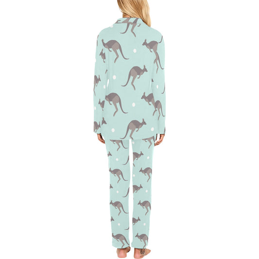 Kangaroos Pattern Print Design 04 Women's Long Pajama Set