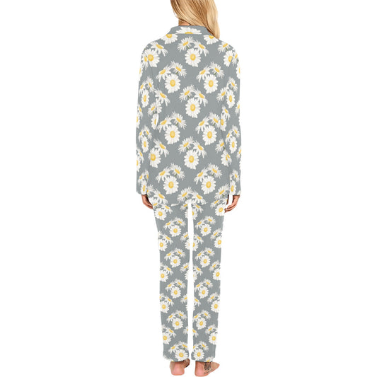 Daisy Pattern Print Design DS09 Women's Long Pajama Set