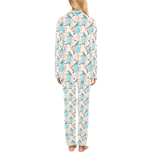 Bluebird Pattern Print Design 03 Women's Long Pajama Set