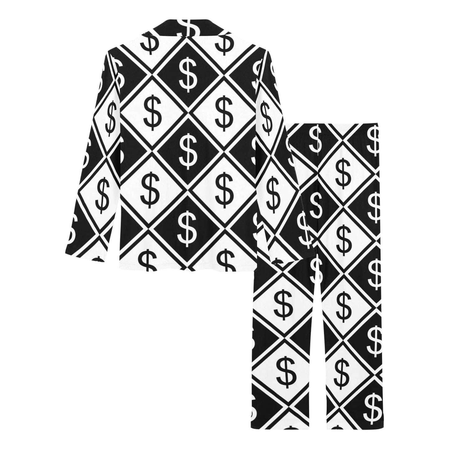 Money Pattern Print Design 04 Women's Long Pajama Set