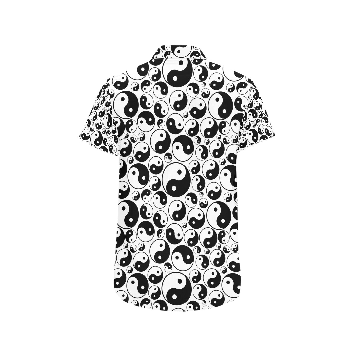 Yin Yang Print Design LKS302 Men Short Sleeve Button Up Shirt
