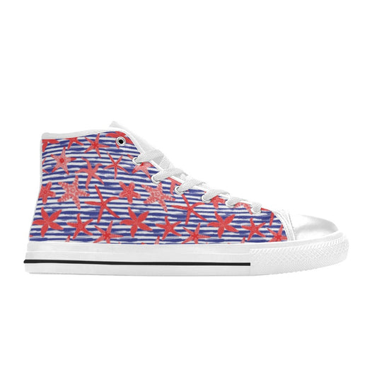 Starfish Print Design LKS401 Men's High Top Canvas Shoes