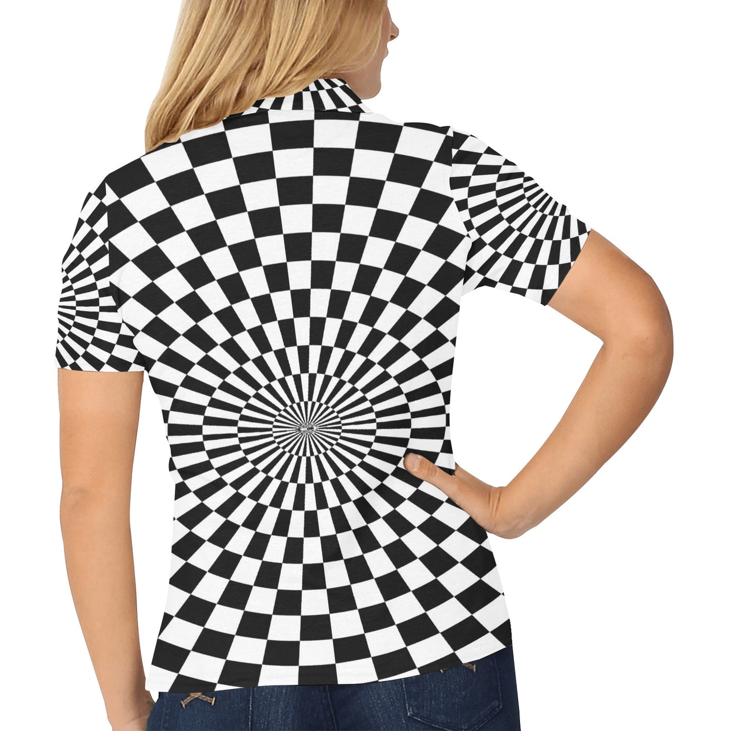 Checkered Flag Optical illusion Women's Polo Shirt