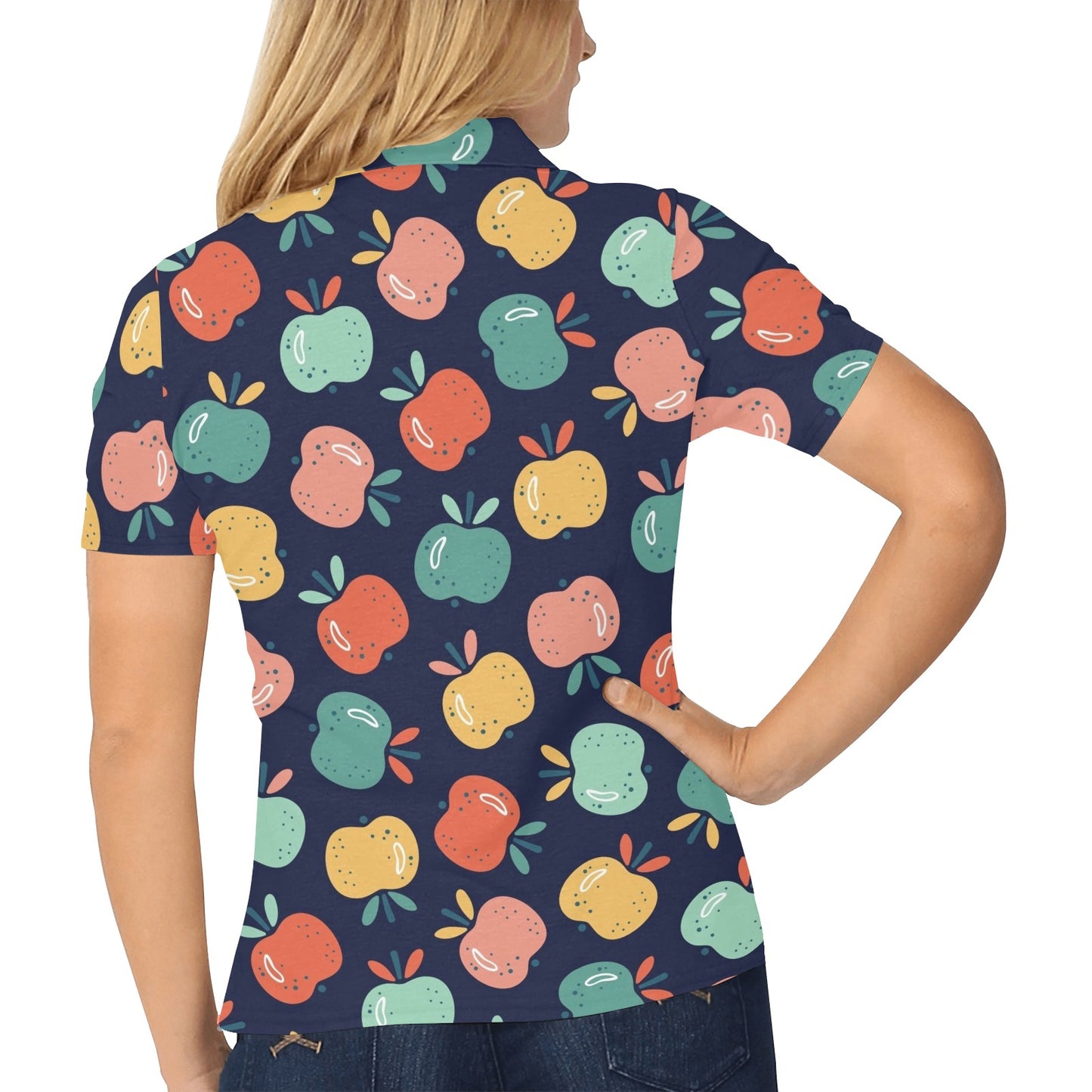Apple Pattern Print Design AP09 Women's Polo Shirt