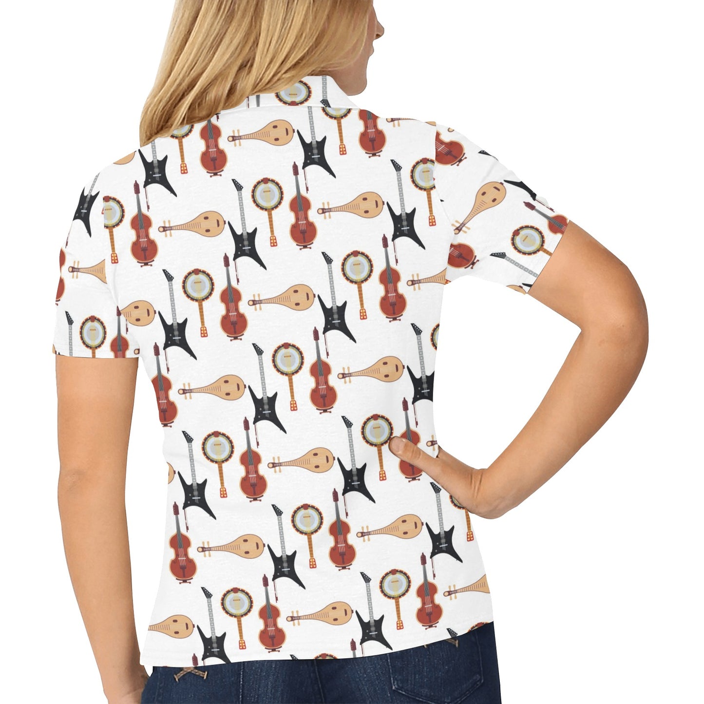 Banjo Print Design LKS403 Women's Polo Shirt