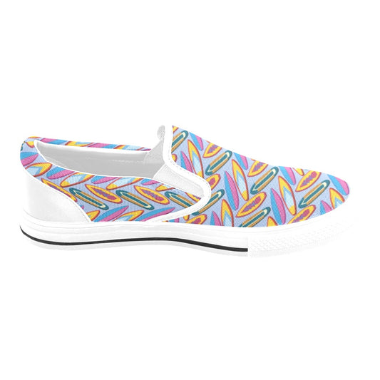 Surfboard Pattern Print Design LKS303 White Slip Ons Canvas Women's Shoes