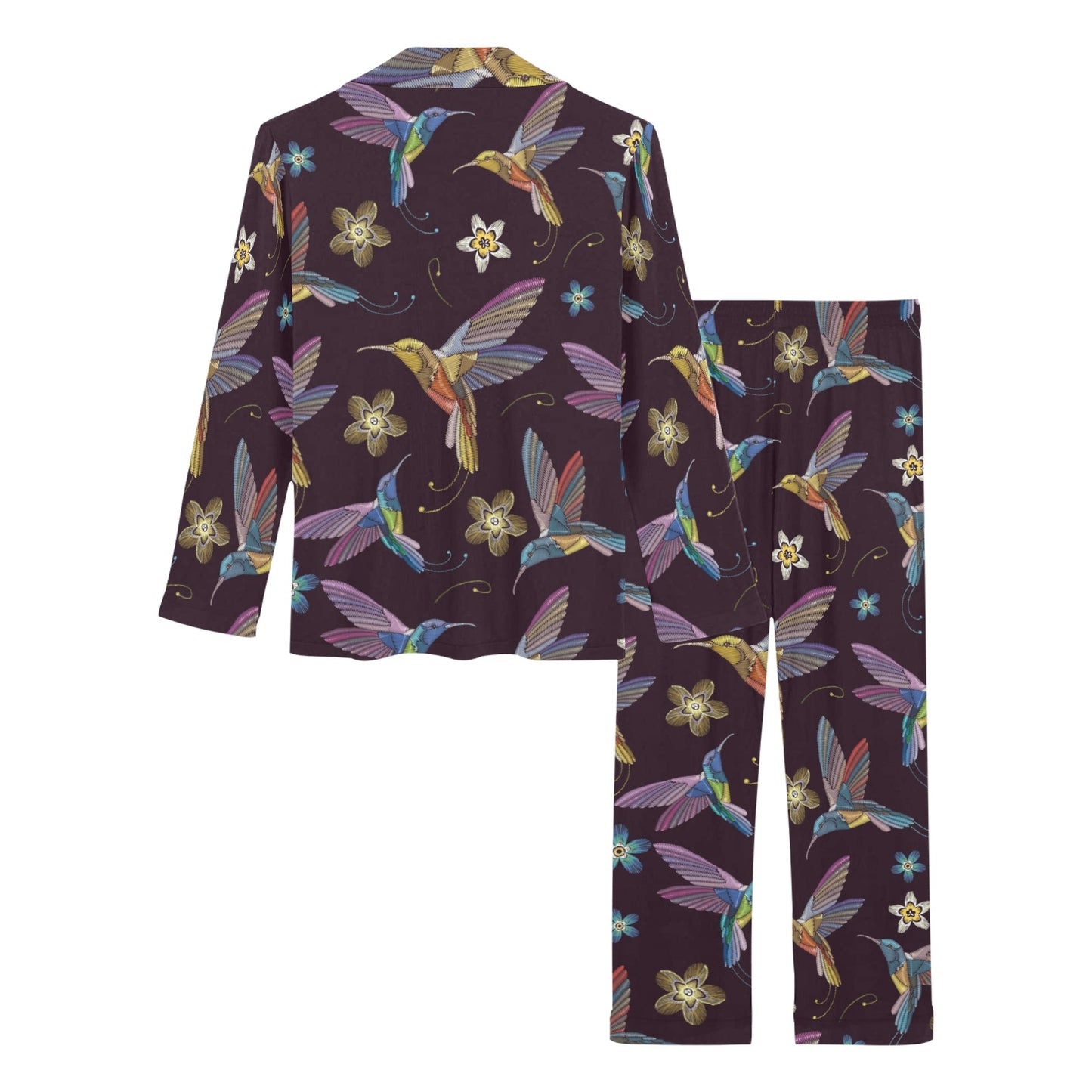 Hummingbird Pattern Print Design 04 Women's Long Pajama Set