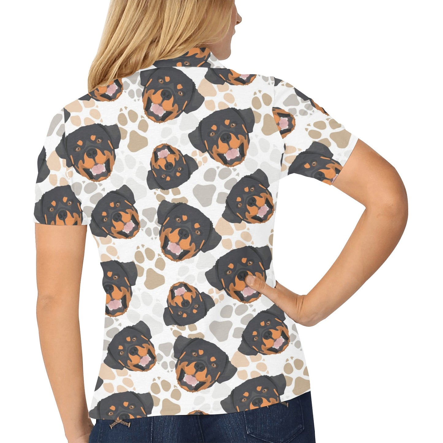 Rottweiler Pattern Print Design A03 Women's Polo Shirt