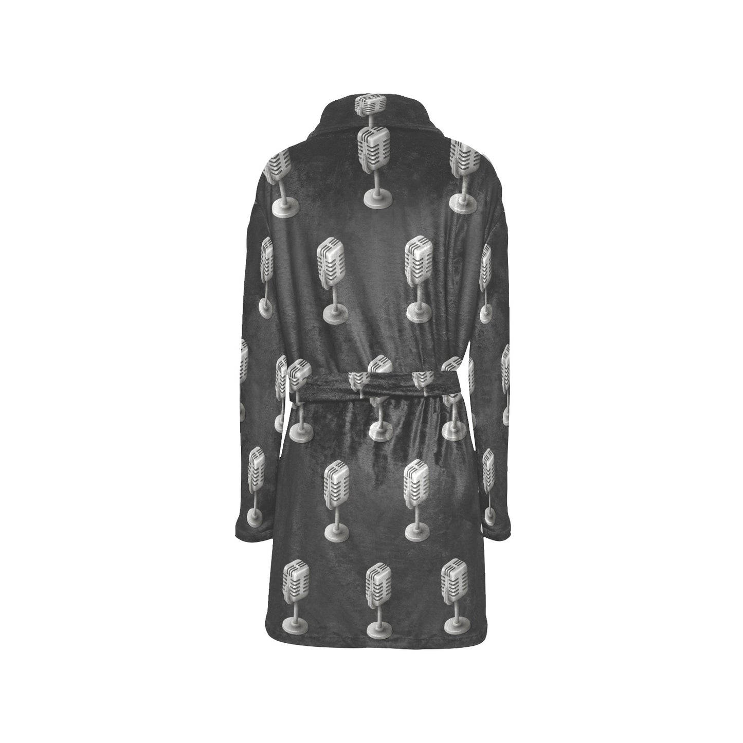 Microphone Vintage Pattern Print Design 01 Women's Fleece Robe