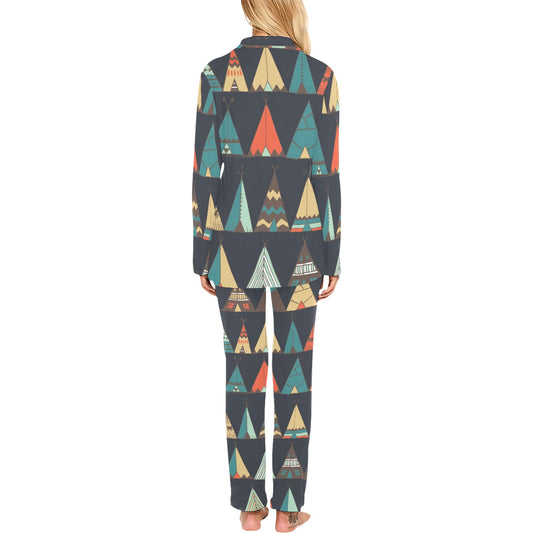 Tribal native american tent Aztec Women's Long Pajama Set
