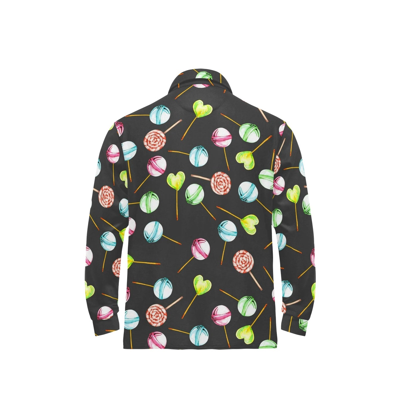 Lollipop Pattern Print Design LL02 Long Sleeve Polo Shirt For Men's