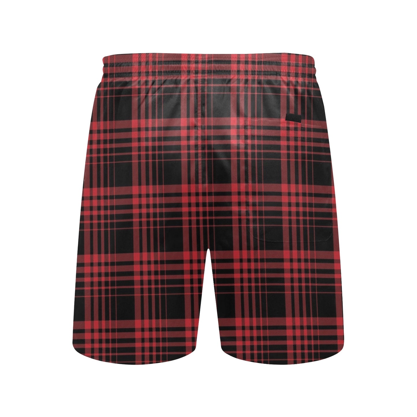 Tartan Red Black Print Design LKS303 Men's Swim Trunks Beach Shorts