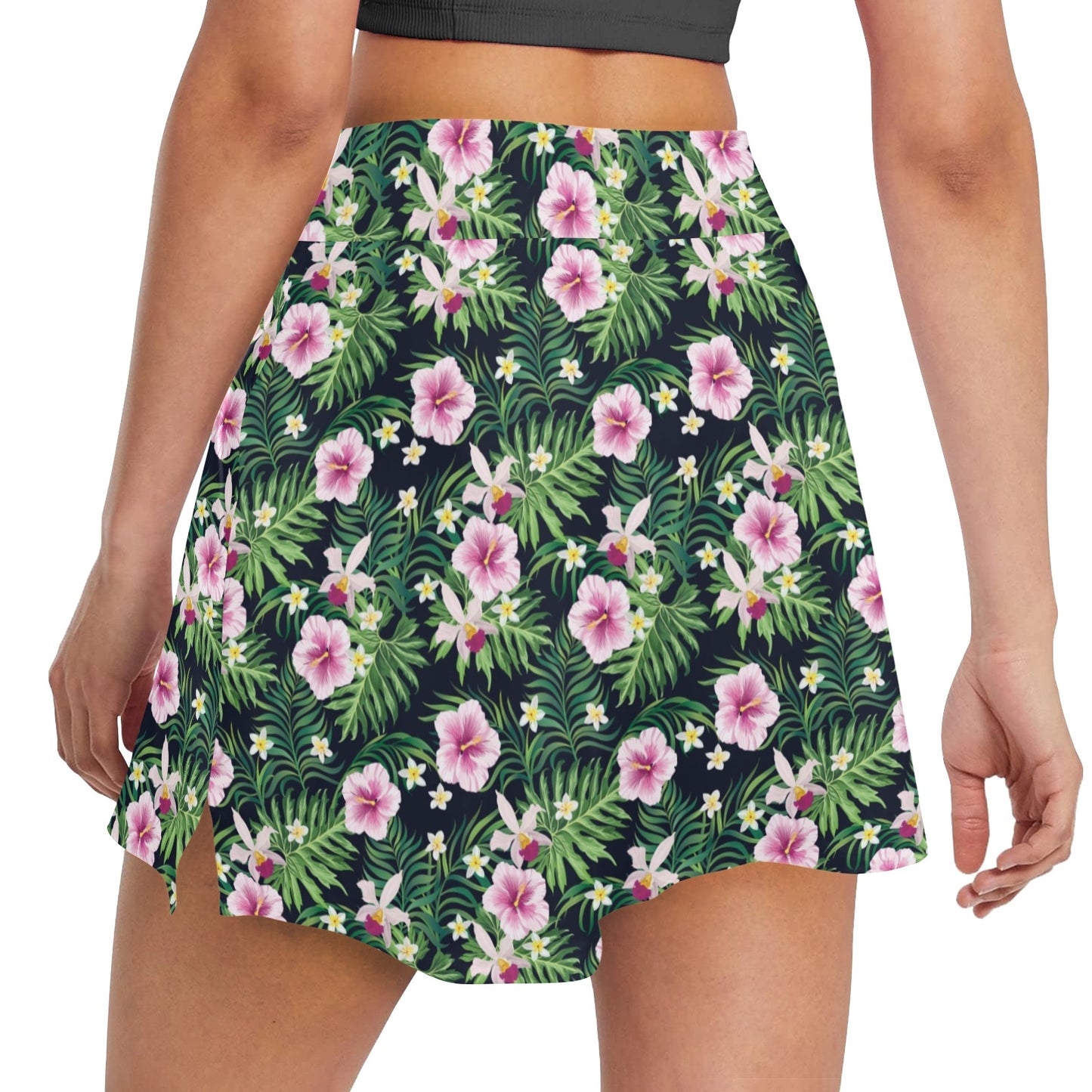 Hibiscus Tropical Print Design LKS309 Women's Golf Skirt with Pocket