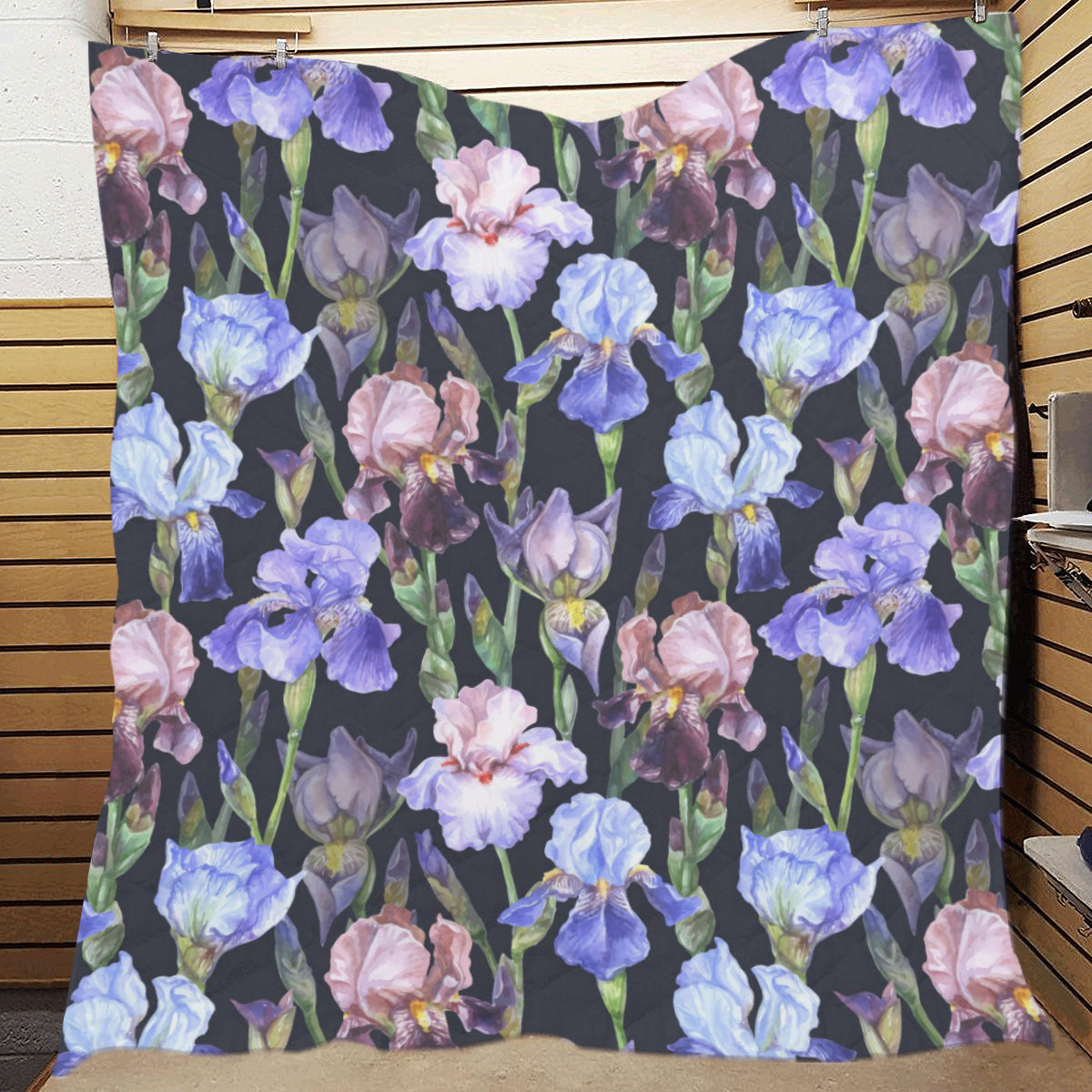 Iris Pattern Print Design IR04 Premium Quilt