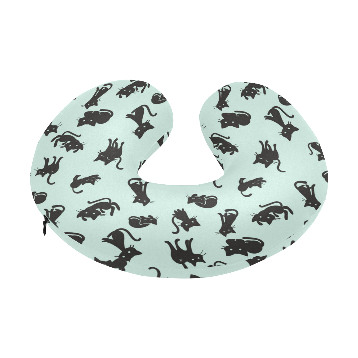 Black Cat Pattern Print Design 04 U-Shaped Travel Neck Pillow