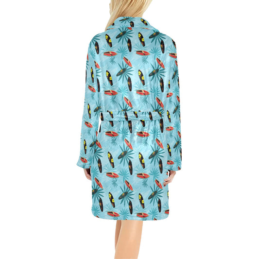 Surfboard Themed Pattern Women's Fleece Robe