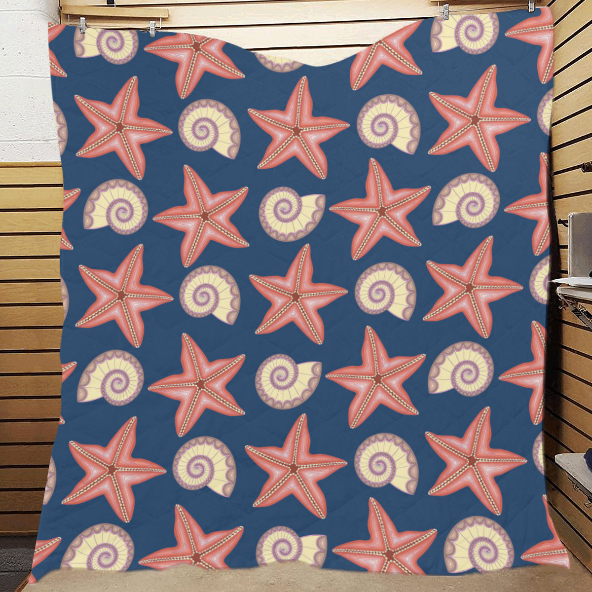 Starfish Pattern Print Design 03 Premium Quilt