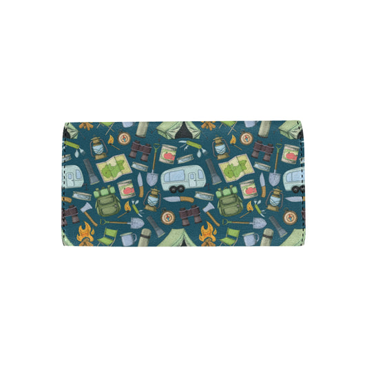 Camping Pattern Print Design 02 Women's Trifold Wallet