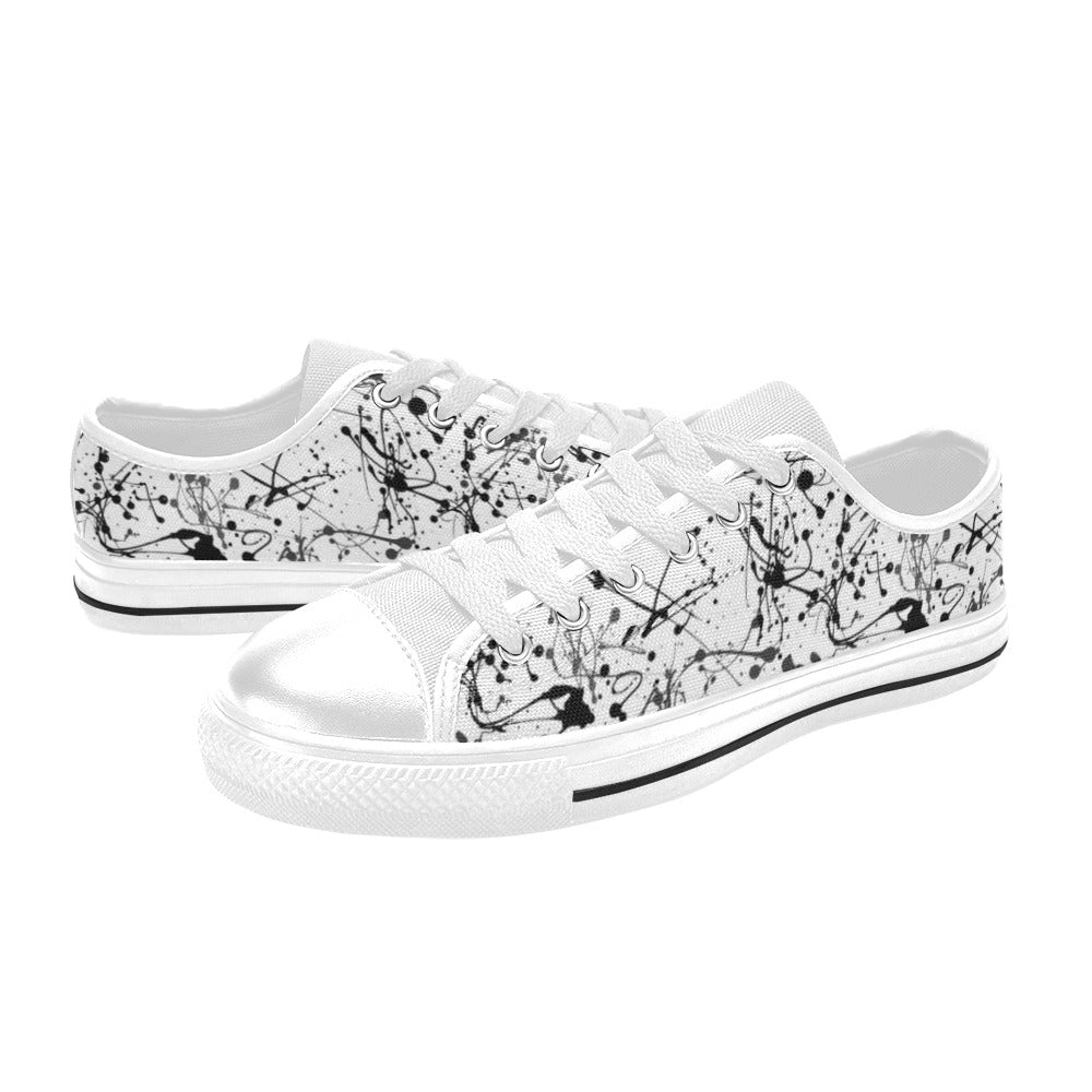 Splatter Print Design LKS305 Women's White Low Top Shoes