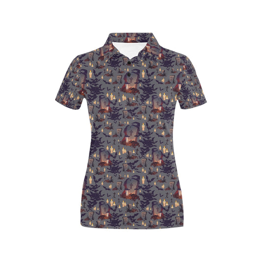 Creepy Graveyard Print Design LKS301 Women's Polo Shirt