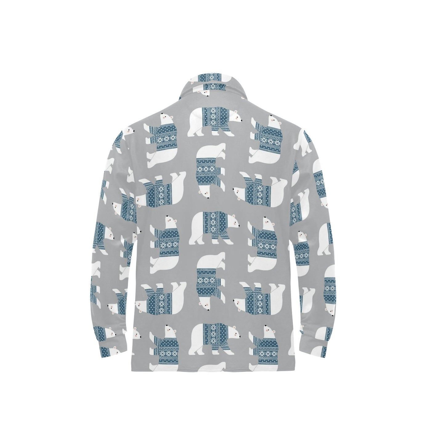 Polar Bear Pattern Print Design A03 Long Sleeve Polo Shirt For Men's