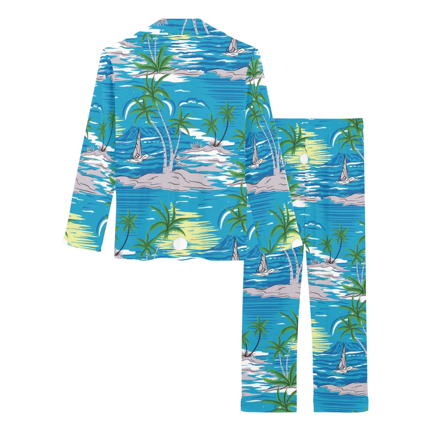 Palm Tree Beach Women's Long Pajama Set