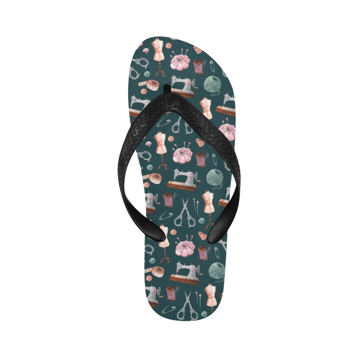 Sewing Equipment Print Design LKS307 Flip Flops