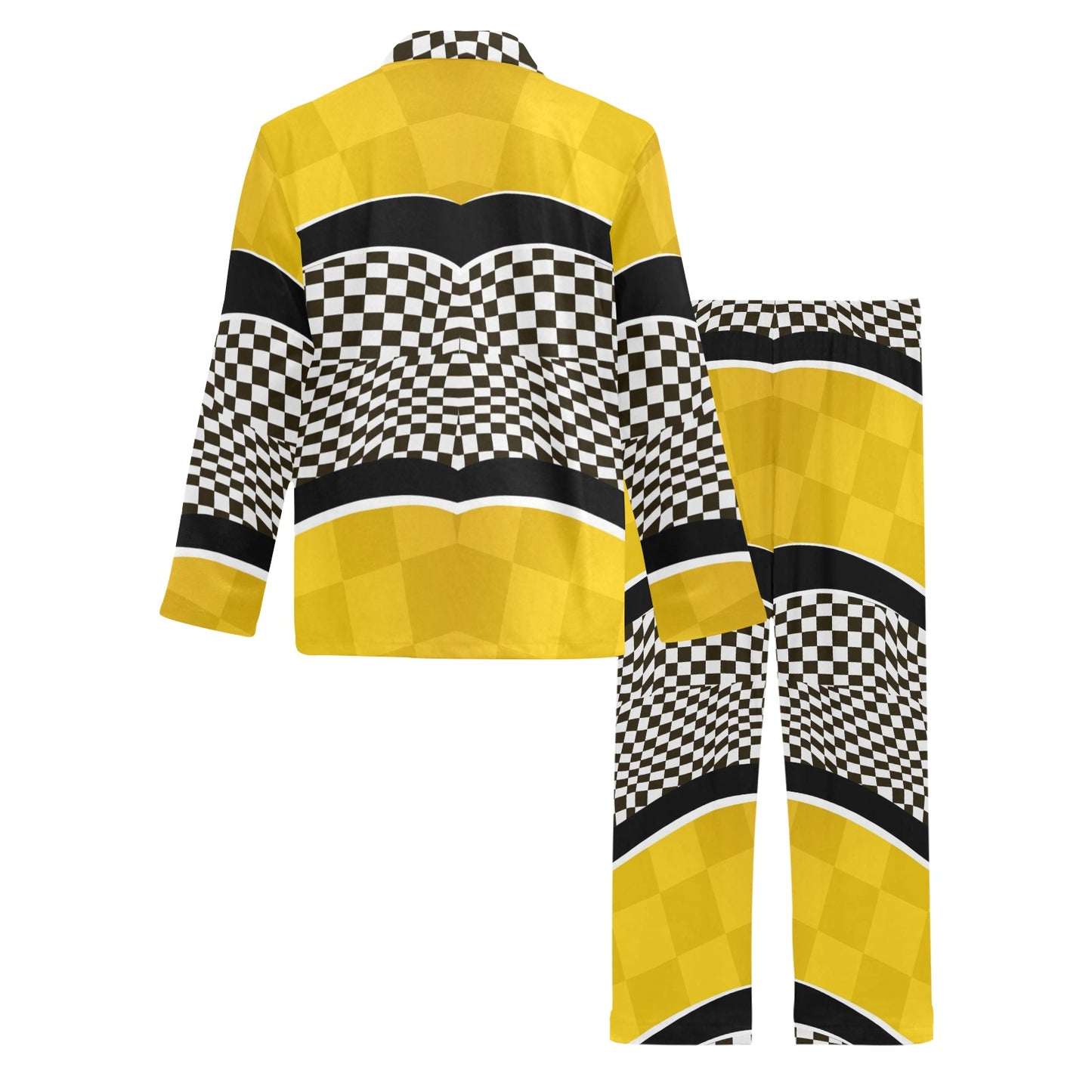 Checkered Pattern Print Design 02 Men's Long Pajama Set