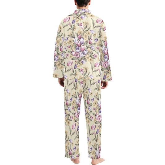 Tulip Pattern Print Design TP04 Men's Long Pajama Set
