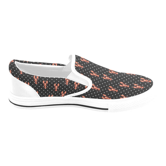 Lobster Print Design LKS401 White Slip Ons Canvas Women's Shoes