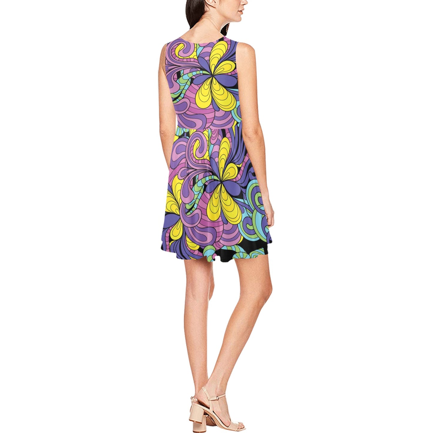 Psychedelic Pattern Print Design A04 Sleeveless Dress