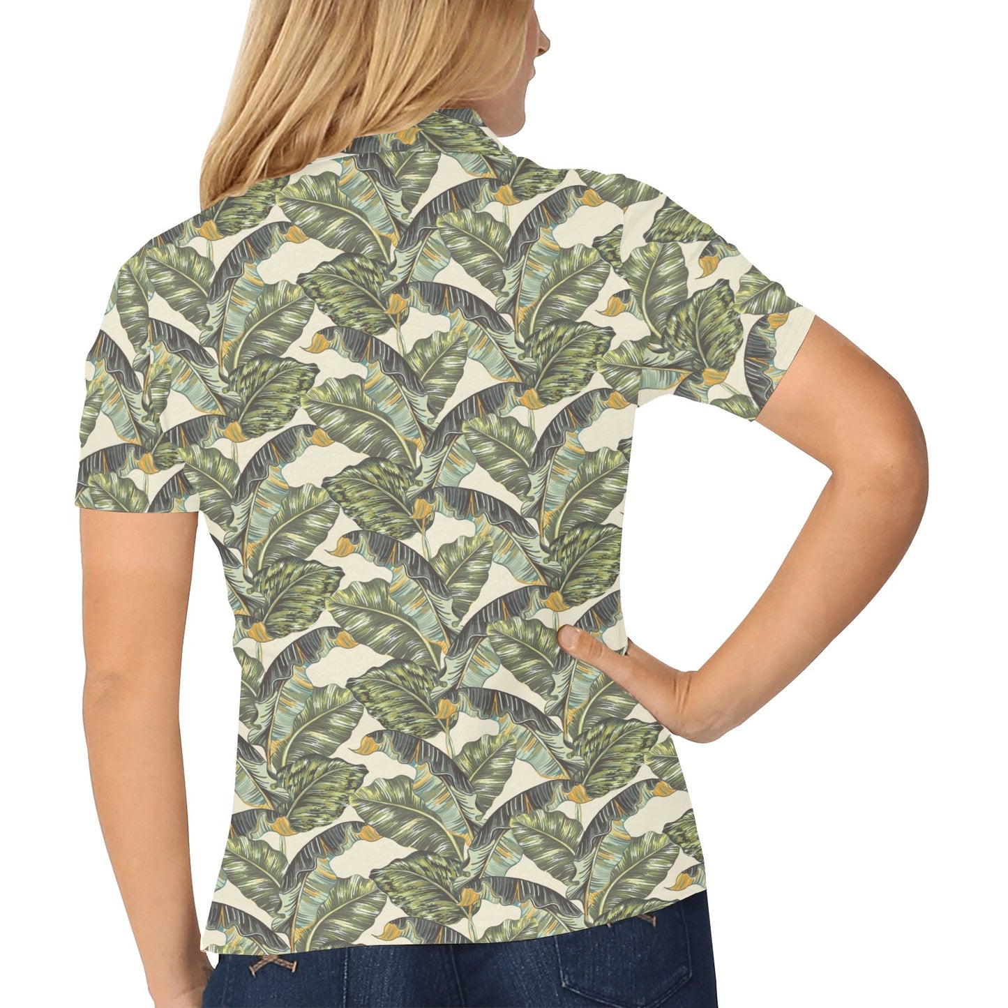 Banana Leaf Pattern Print Design 04 Women's Polo Shirt