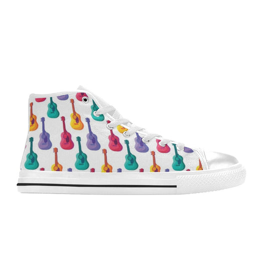 Acoustic Guitar Print Design LKS406 Men's High Top Canvas Shoes