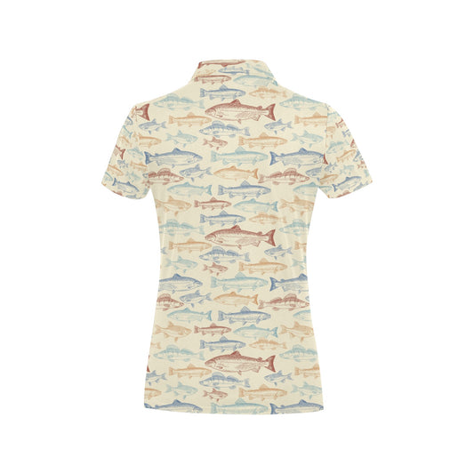 Salmon Fish Print Design LKS302 Women's Polo Shirt