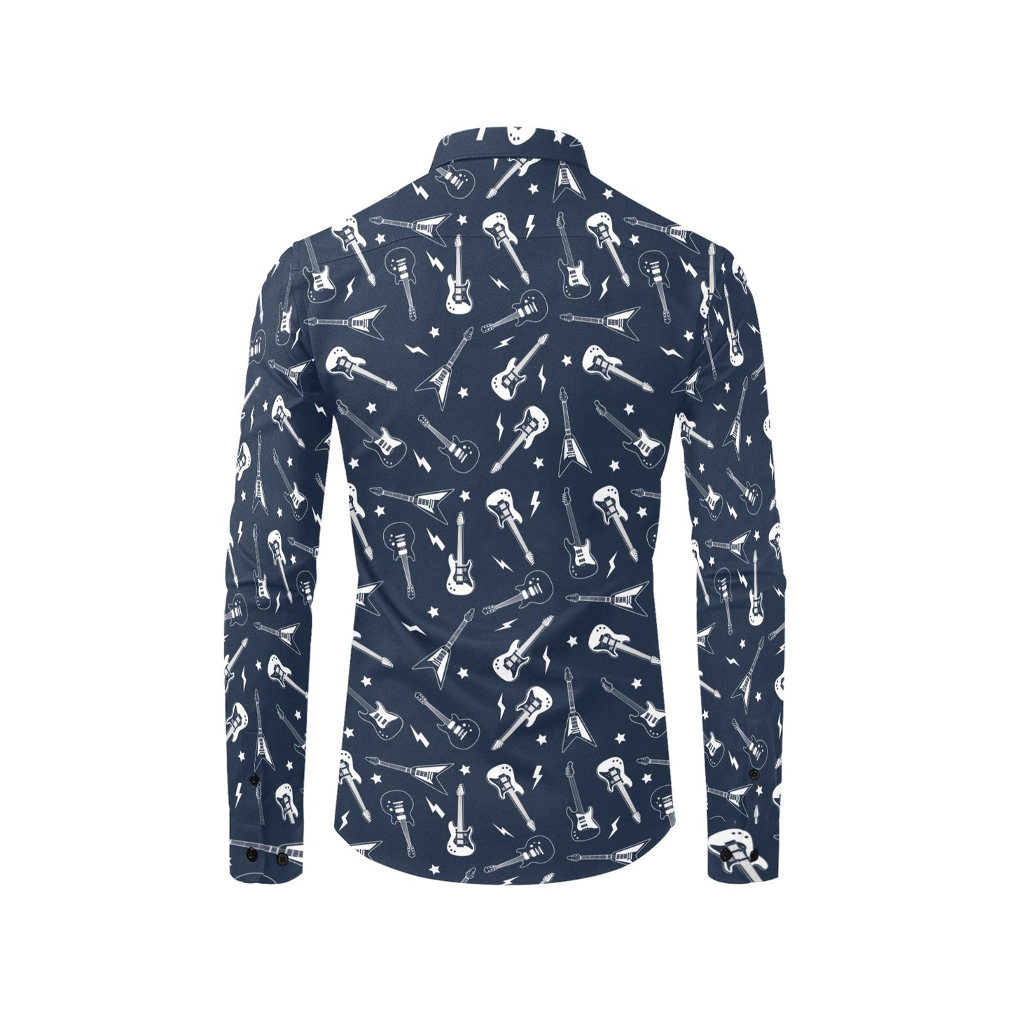 Electric Guitar Print Design LKS402 Men's Long Sleeve Dress Shirt