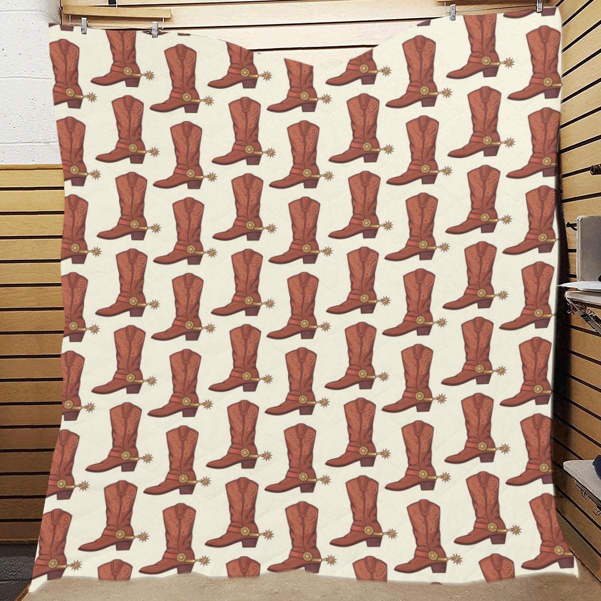 Cowboy Pattern Print Design 06 Premium Quilt