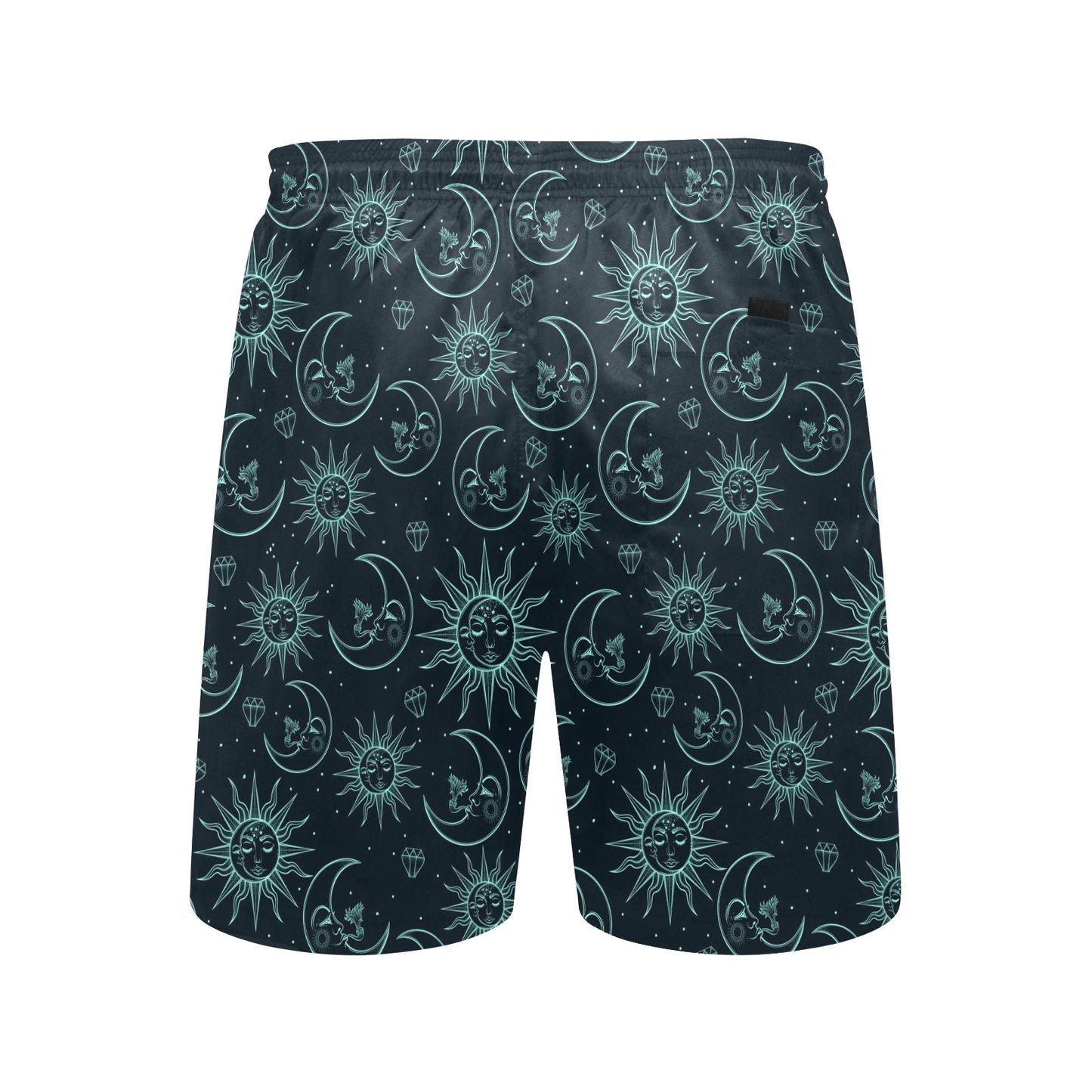 Sun Moon Magic Design Themed Print Men's Swim Trunks Beach Shorts